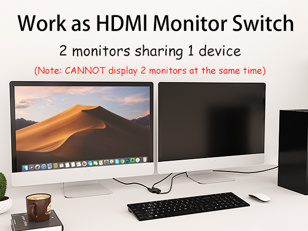HDMI Switch 2 in 1 Out, 4k@60hz Arvitek Bidirectional HDMI Video Switcher 2 in 1 Out/1 in 2 Out, HDMI ab Switch Selector Compatible with Xbox, PS5/4/3, PC, Laptops