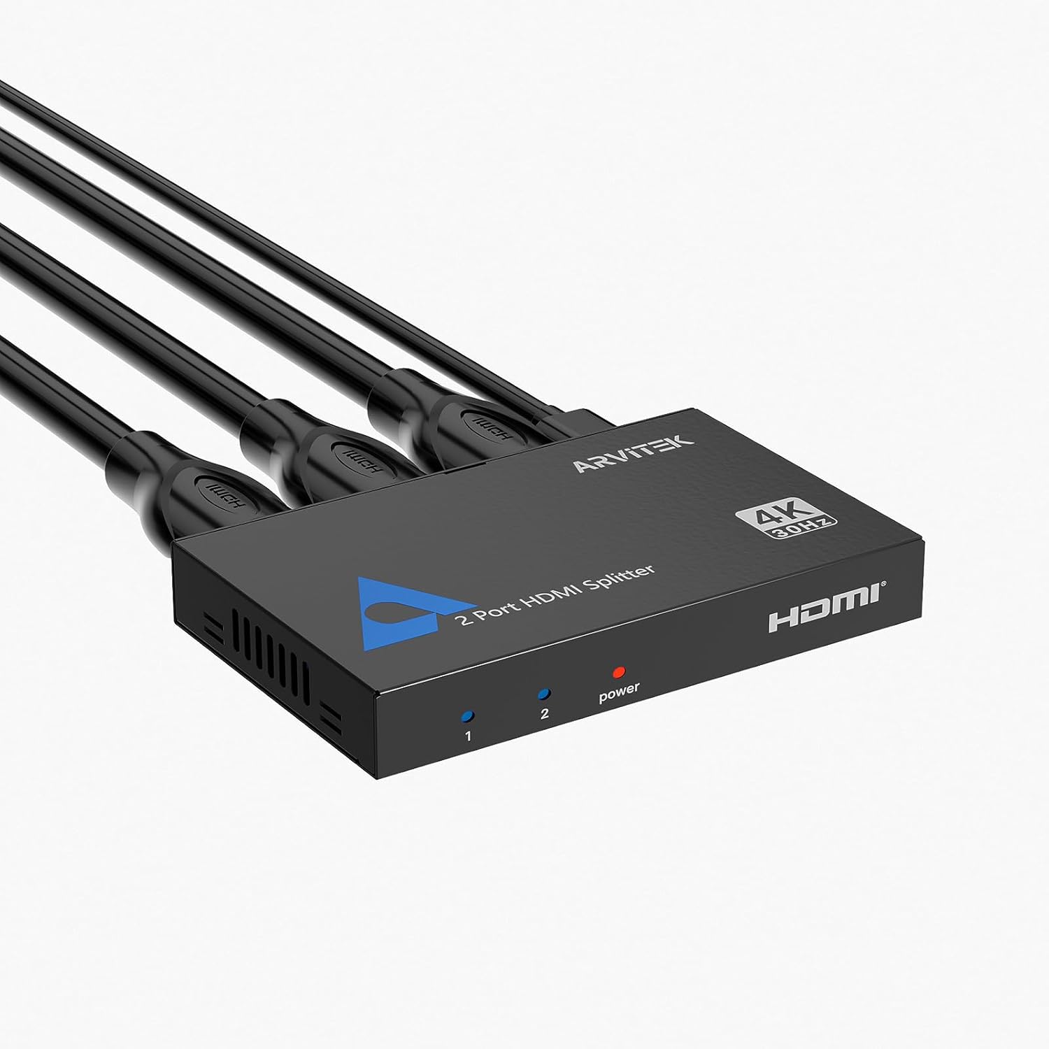 Slim 4K HDMI Splitter 1 in 2 Out w/USB C Cable, Arvitek HDMI Splitter 1x2 4K@30Hz for HDTV TV Monitor PS4 Fire Stick