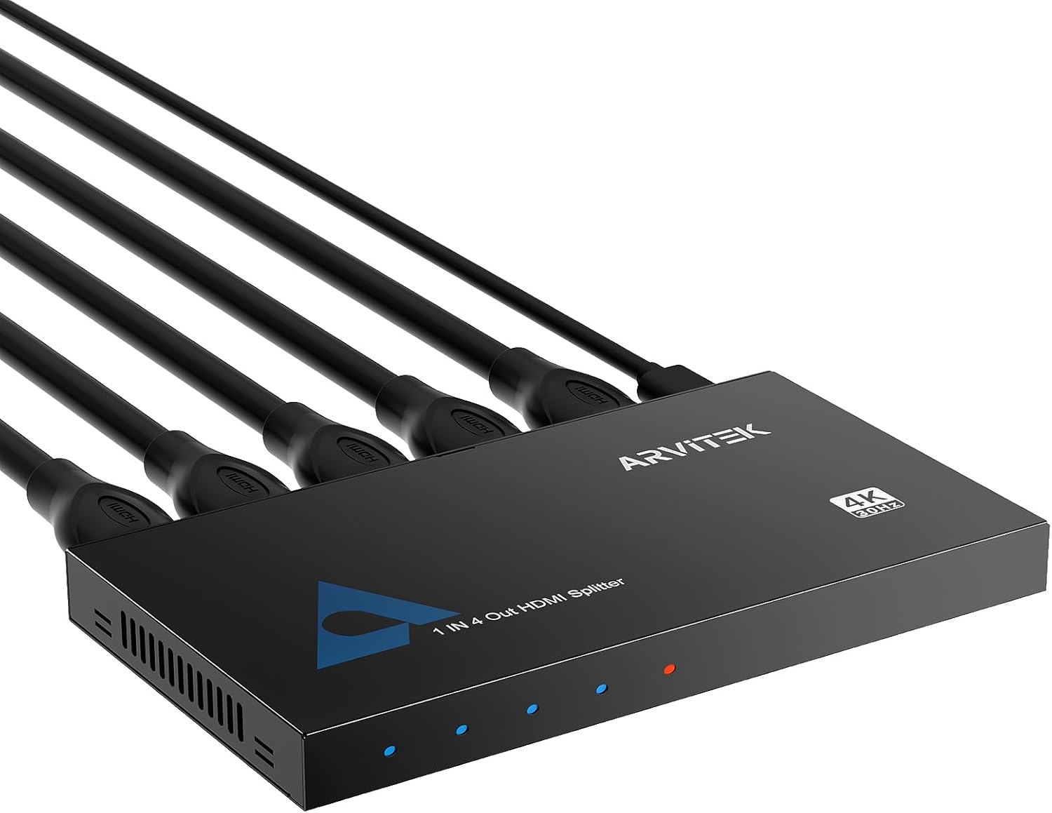 Slim 4K HDMI Splitter 1 in 4 Out w/USB C Cable, Arvitek HDMI Splitter 1x4 4K@30Hz for HDTV TV Monitor PS4 Fire Stick
