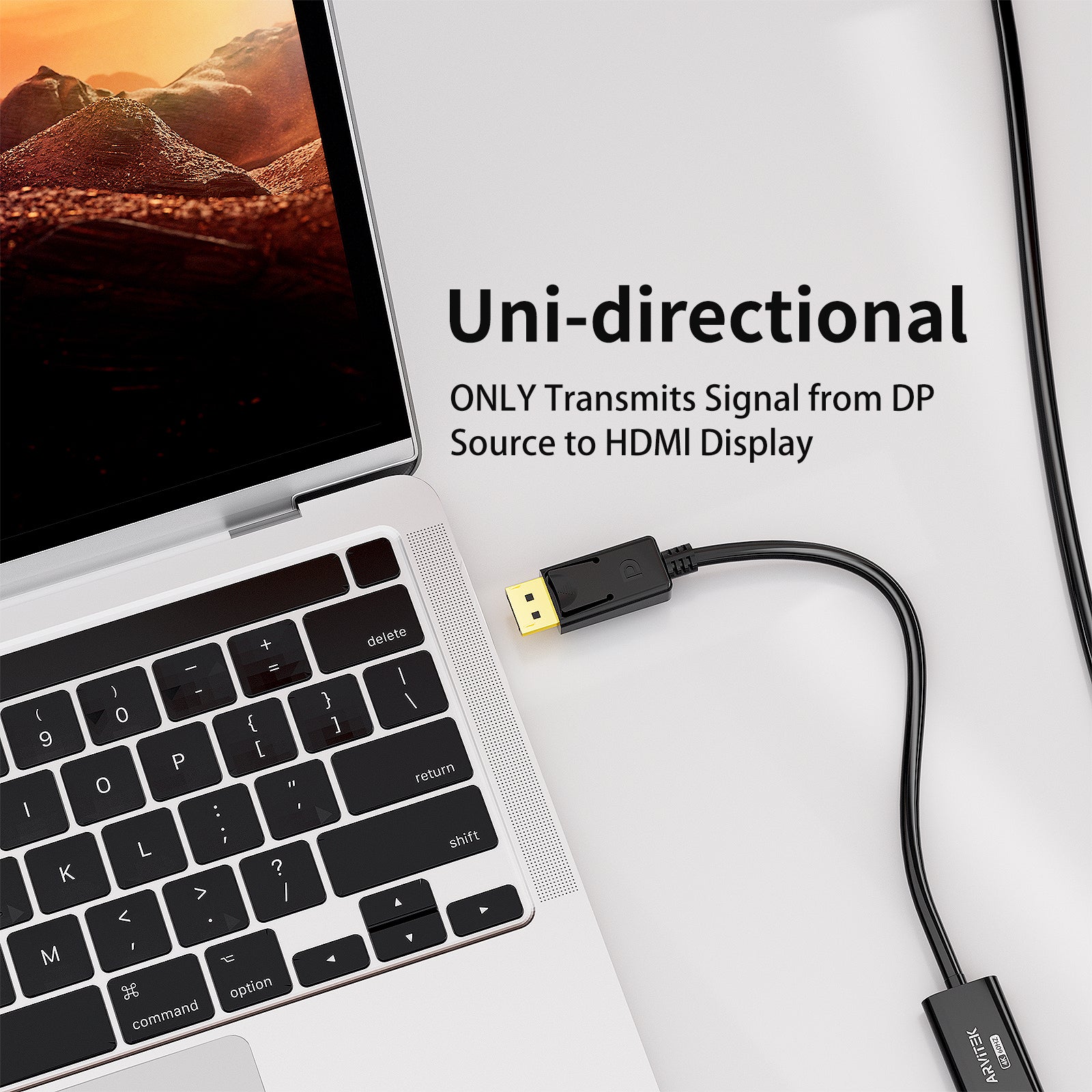 4K@60Hz DisplayPort (DP) to HDMI Adapter 2 Pack, Uni-Directional DP to HDMI(Male to Female) 10" Short Cable, Duplicate Extend Screen for Desktop, Laptop, PC, Projector, HDTV, Monitor